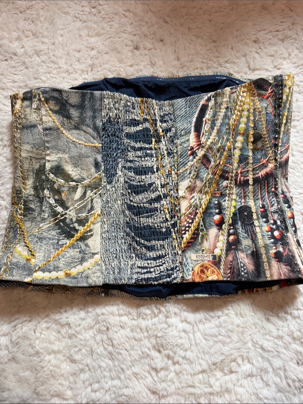Heritage America Denim Bustier Top - Navy - Picture 2 of 5